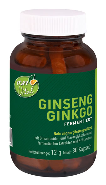 Kopp Vital   Ginseng + Ginkgo fermentiert Kapseln plus B-Vitamine / einzigartiges Fermentationsverfahren