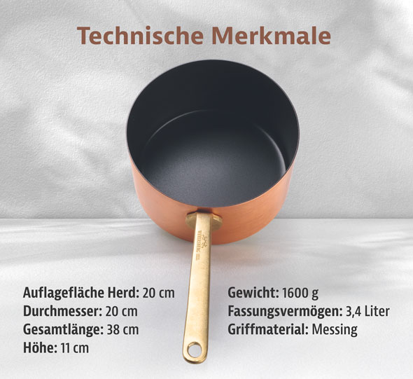 Kupfermanufaktur Weyersberg Kupfer-Stielkasserolle, Designlinie Keramik03