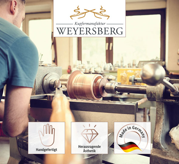 Kupfermanufaktur Weyersberg Kupfer-Stielkasserolle, Designlinie Keramik07